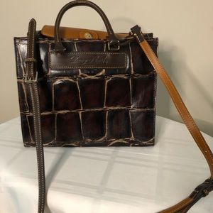Brown Croc Structured Satchel
